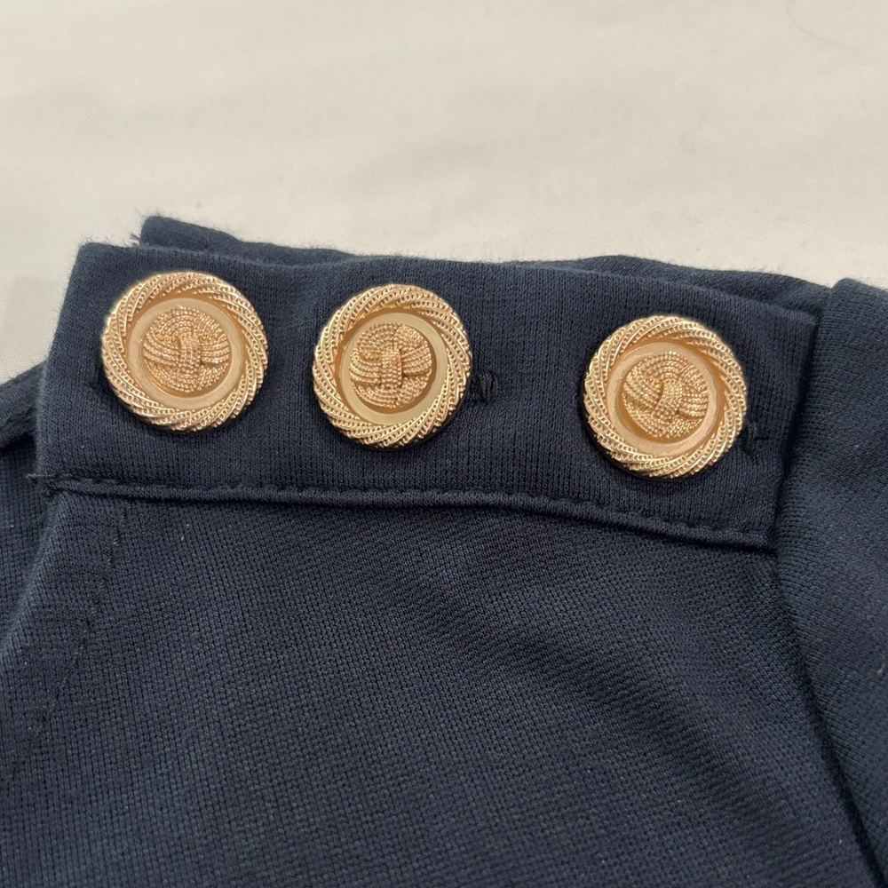 Christian Siriano Midnight Blue Top with Button Accents - Picture 3 of 5